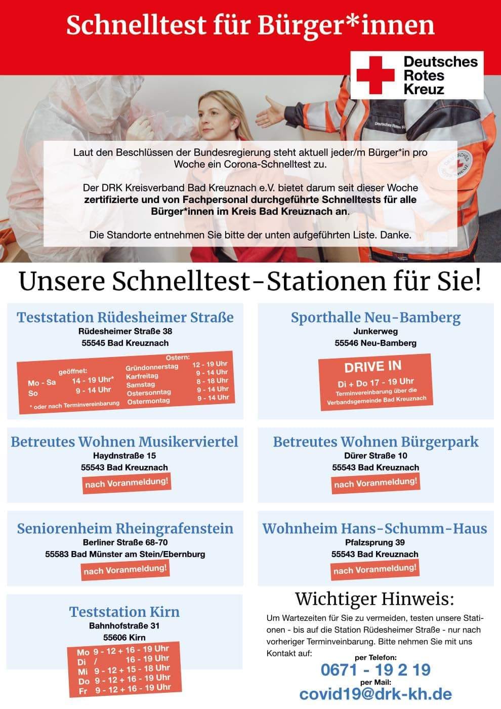 Jeder hat ein Recht für einen kostenlosen Schnelltest in der Woche