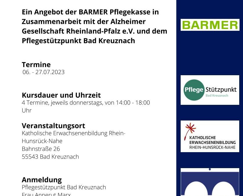 Hilfe beim Helfen – eine Schulungsreihe für Angehörige von Menschen mit Demenz und ehrenamtliche Pflegepersonen